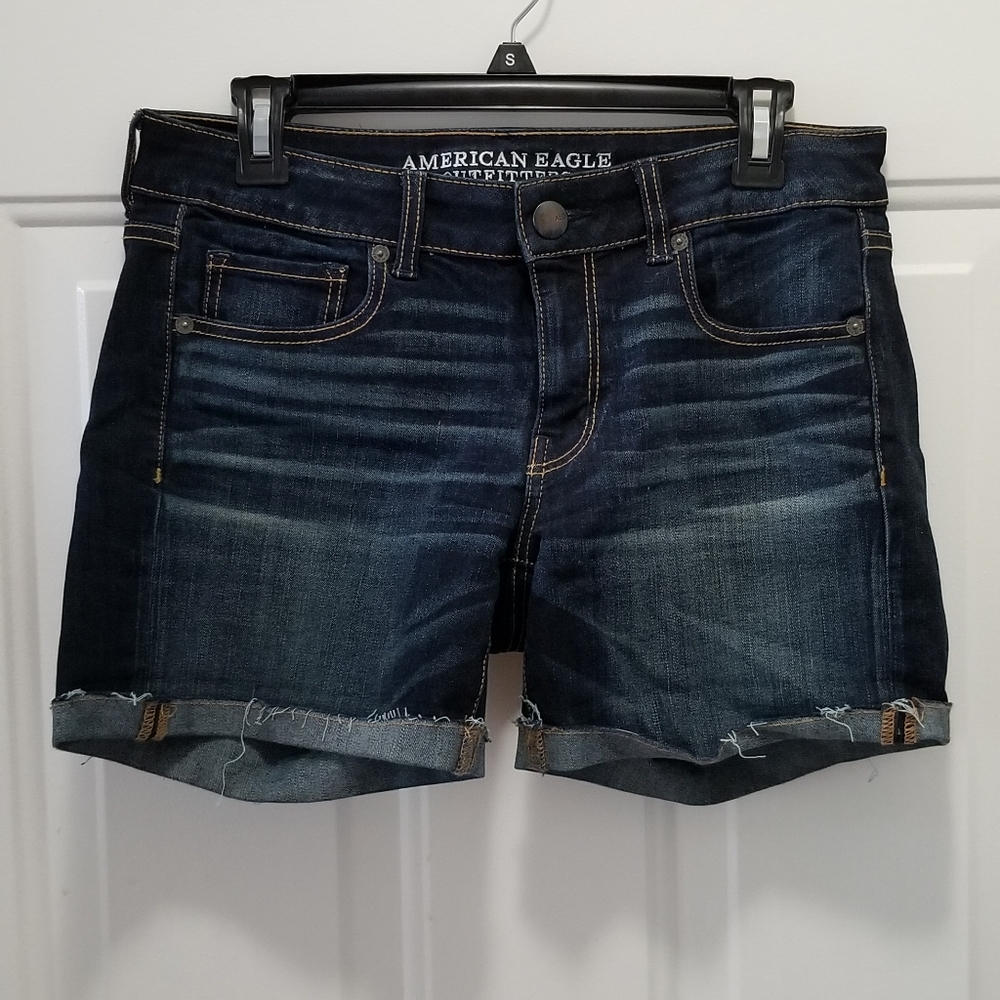 Dark Wash American Eagle Midi Jean Shorts